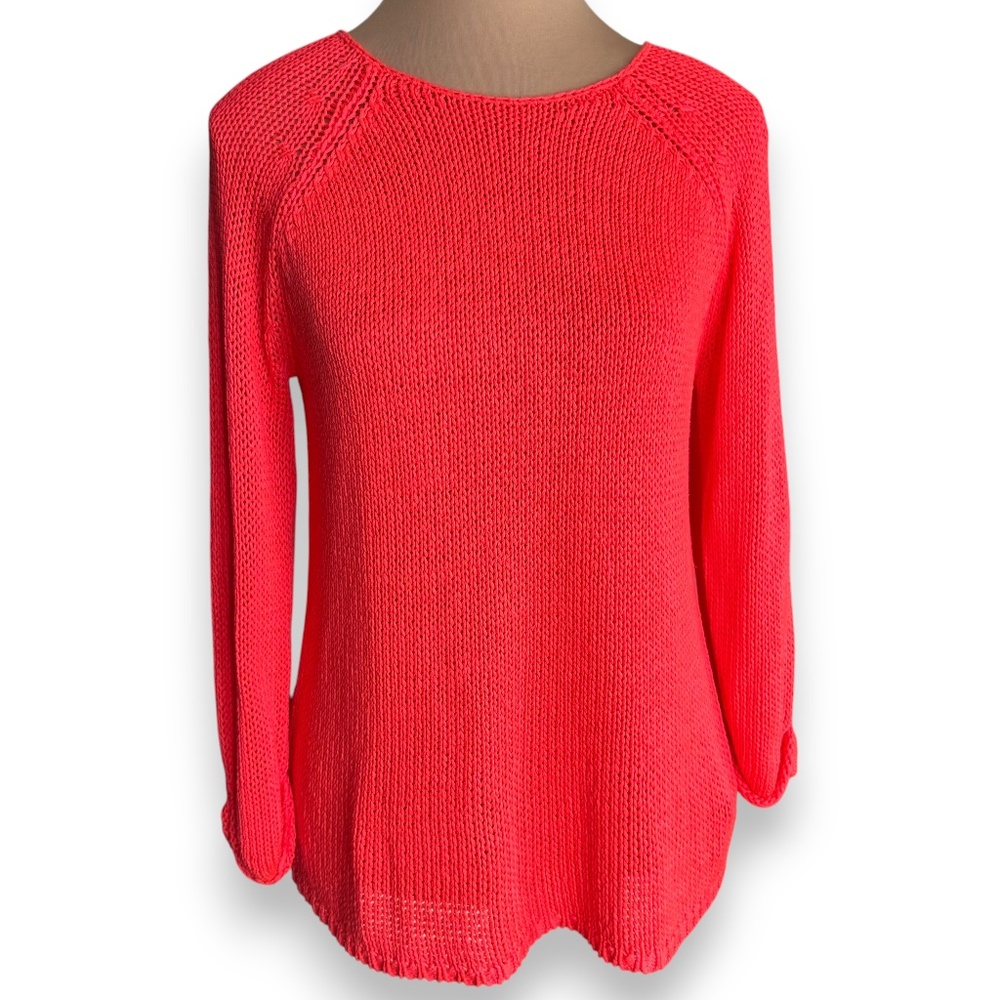 FOREVER 21 neon orange knit sweater lightweight pullover small